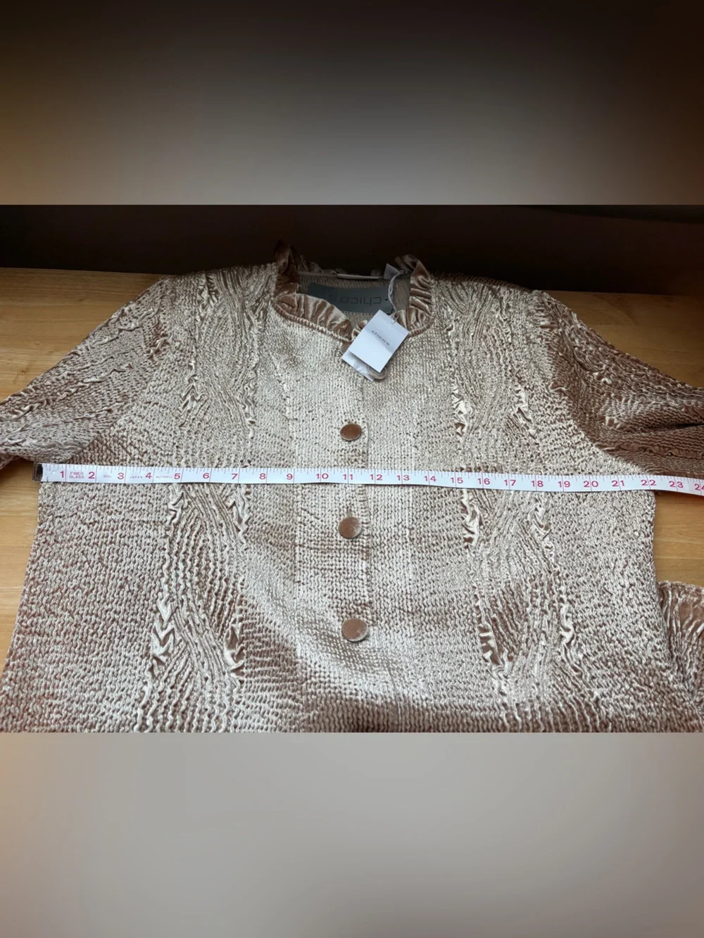 Chico's Rippled Ruffle Keily Jacket in Pale Stardust | Women's Size 3 / XL - Picture 11 of 12